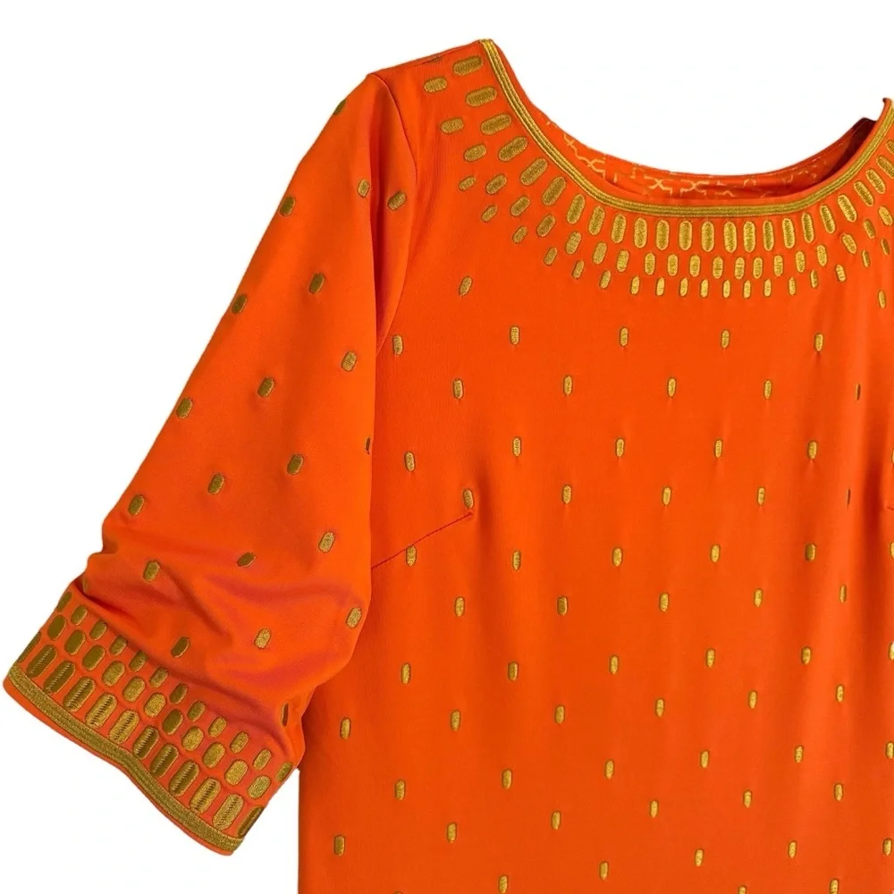 Gretchen‎ Scott Rocket Girl Dress Large Orange Embroidered Tunic Resort NWT
